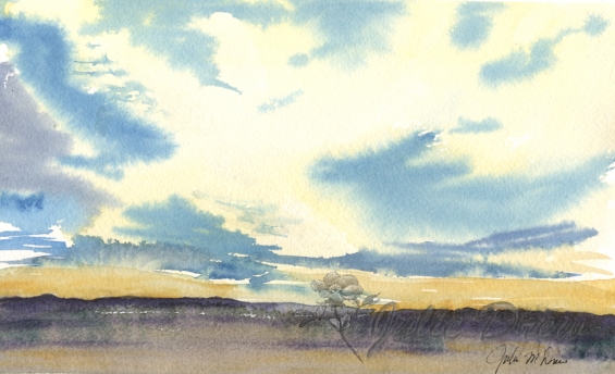 On the Wings of the Morning, Watercolor, 