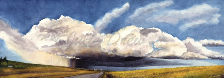 Prairie Storm, Watercolor, Prints available